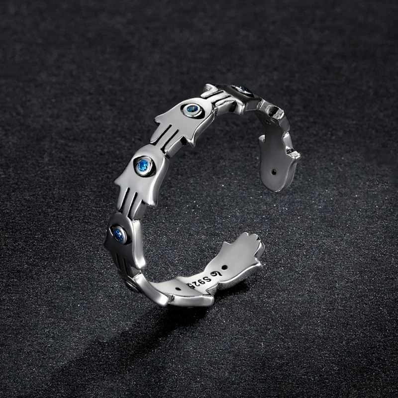 (image for) Pandora Style Hand of Fatima Open Ring - BSR237 - View 5