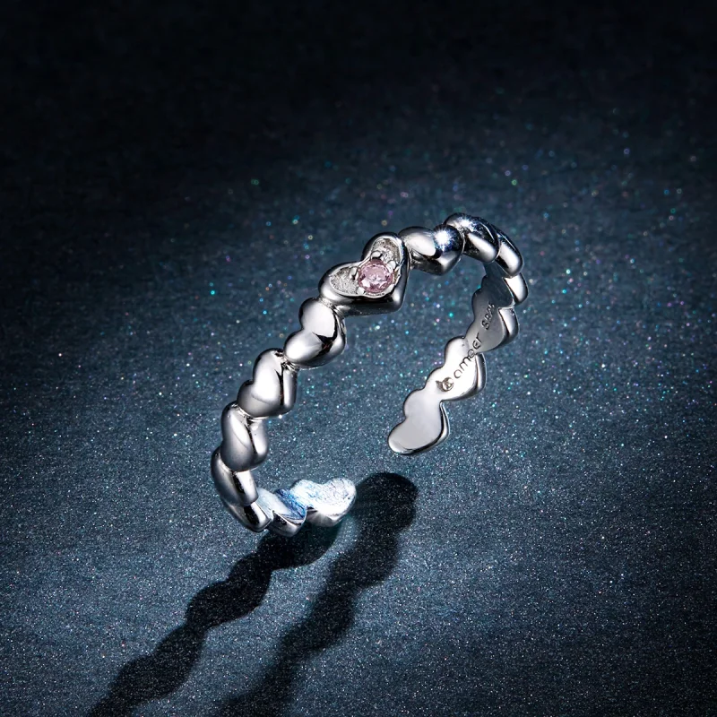 (image for) Pandora Style Heart Mirror Open Ring - BSR100 - View 5