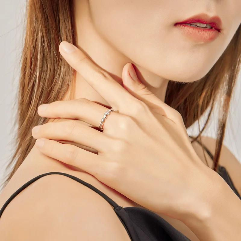 (image for) Pandora Style Heart Mirror Open Ring - BSR100 - View 8