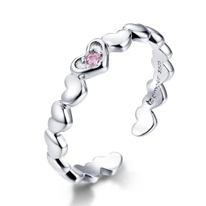 (image for) Pandora Style Heart Mirror Open Ring - BSR100