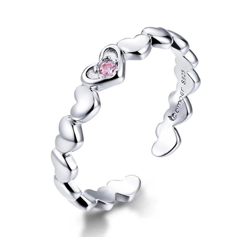 (image for) Pandora Style Heart Mirror Open Ring - BSR100 - Product Image