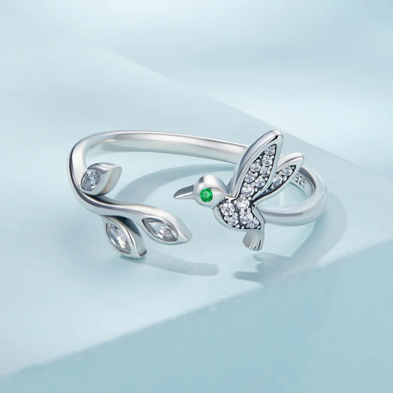 (image for) Pandora Style Hummingbird Open Ring - SCR871 - View 3