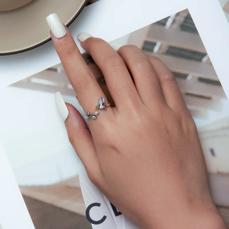 (image for) Pandora Style Hummingbird Open Ring - SCR871 - View 4