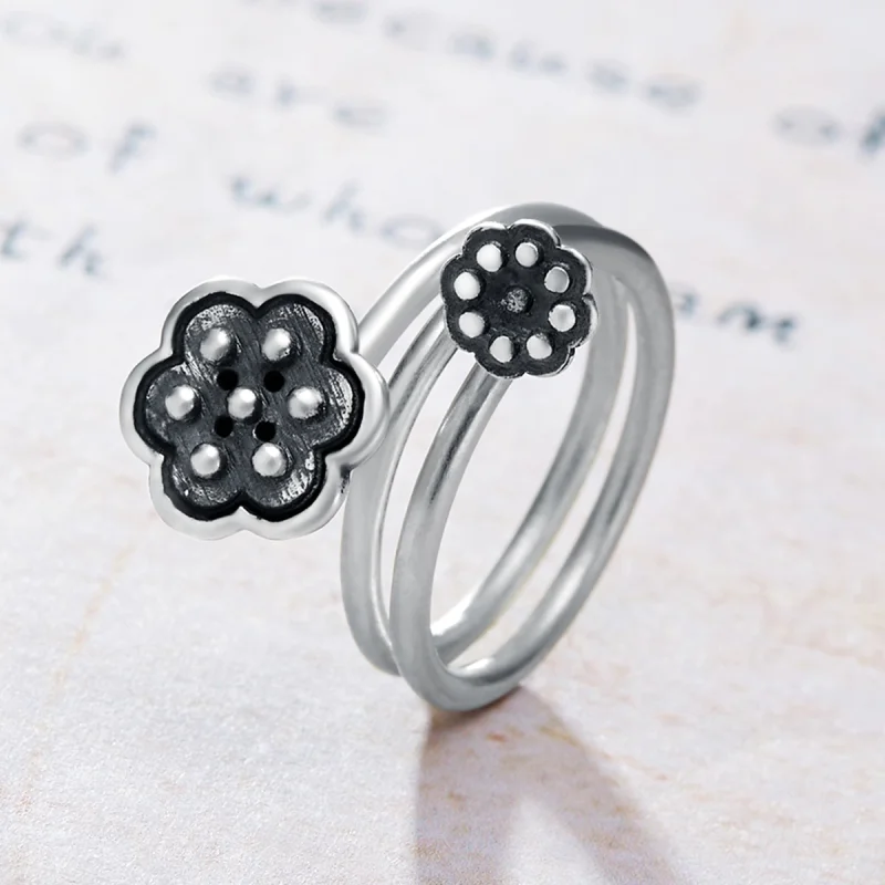 (image for) Pandora Style Lotus Pendant Open Ring - VSR054 - View 3