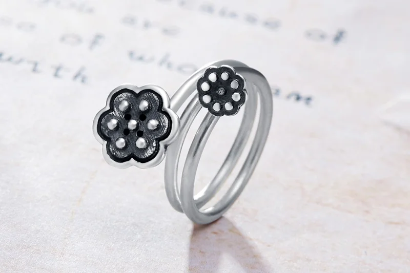 (image for) Pandora Style Lotus Pendant Open Ring - VSR054 - View 9