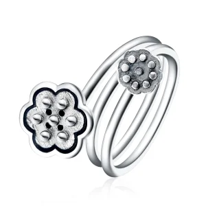 Pandora Style Lotus Pendant Open Ring - VSR054 (image for) Pandora Style Lotus Pendant Open Ring - VSR054