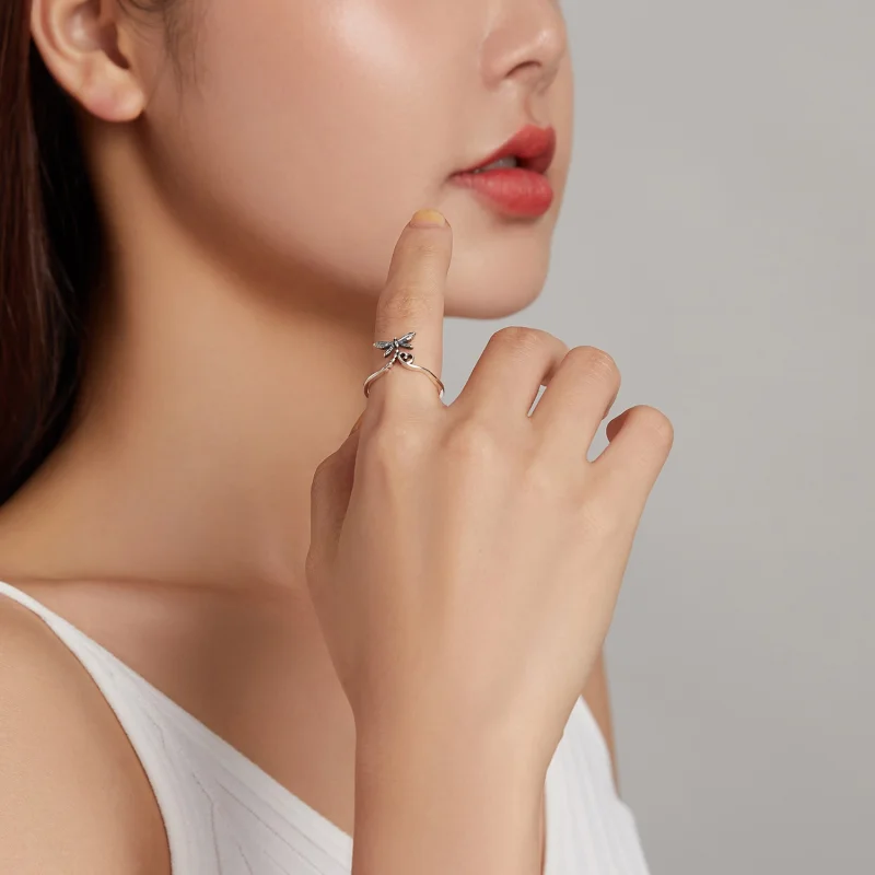 (image for) Pandora Style Love Dragonfly Open Ring - SCR734 - View 7