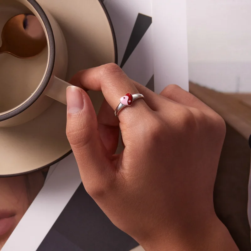 (image for) Pandora Style Love Gossip Map Open Ring - SCR786 - View 5