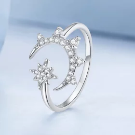 Pandora Style Moon and Stars Open Ring - BSR300 Pandora Style Moon and Stars Open Ring - BSR300