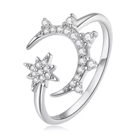 Pandora Style Moon and Stars Open Ring - BSR300 Pandora Style Moon and Stars Open Ring - BSR300