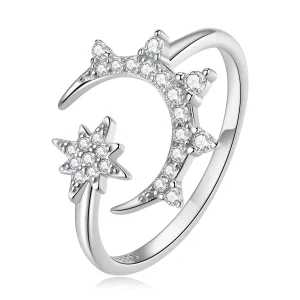 (image for) Pandora Style Moon and Stars Open Ring - BSR300