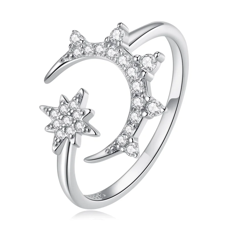 (image for) Pandora Style Moon and Stars Open Ring - BSR300 - Product Image