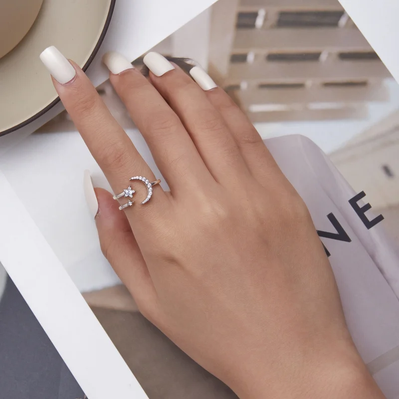 (image for) Pandora Style Moon and Stars Open Ring - BSR305 - View 5