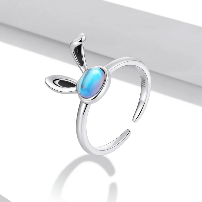 (image for) Pandora Style Moonstone Bunny Open Ring - SCR784 - View 2