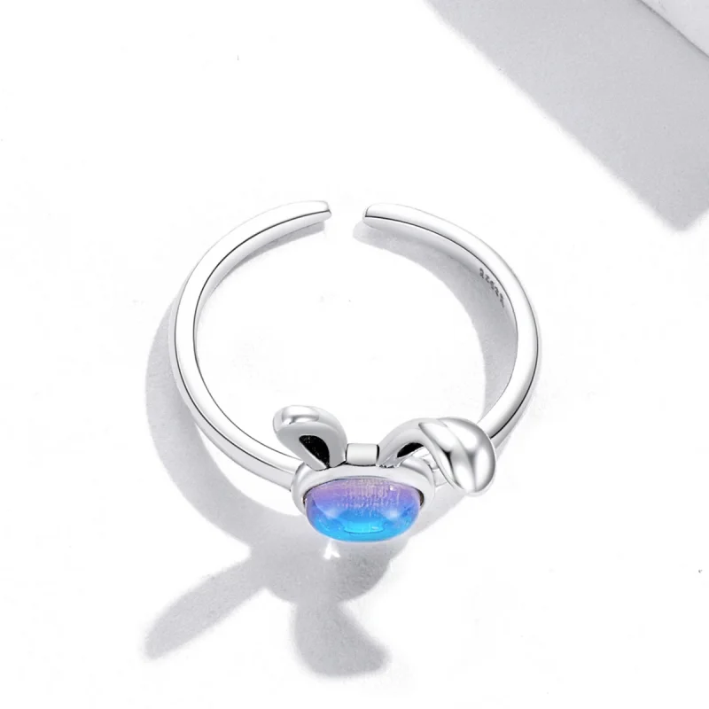 (image for) Pandora Style Moonstone Bunny Open Ring - SCR784 - View 4