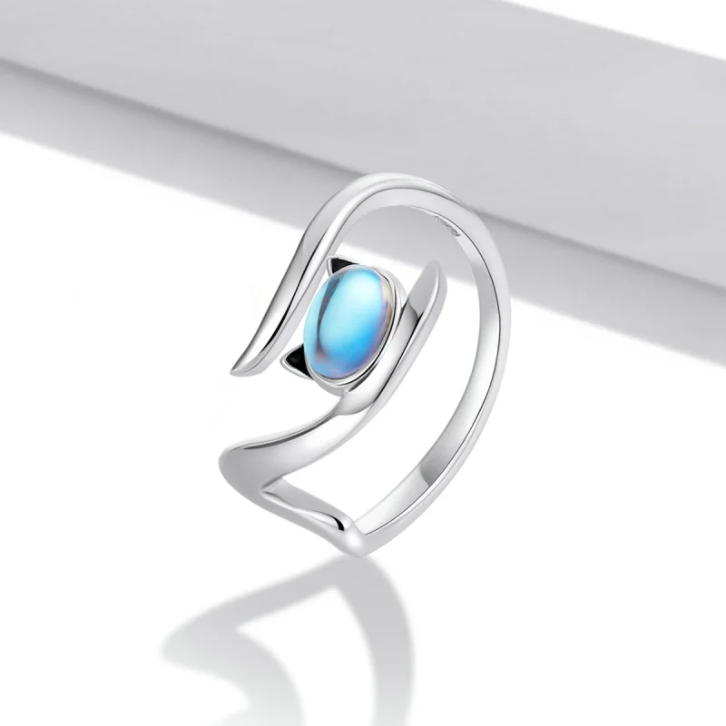 (image for) Pandora Style Moonstone Cat Open Ring - SCR783 - View 2