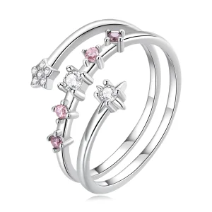 (image for) Pandora Style Multi-Layered Stars Open Ring - BSR310