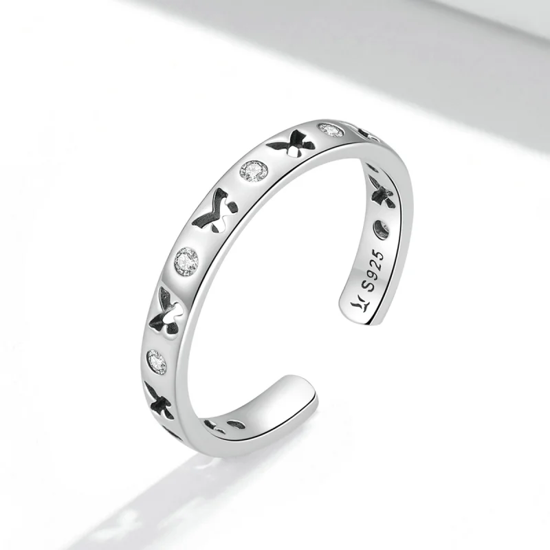 (image for) Pandora Style Openwork Butterfly Open Ring - SCR764 - View 2