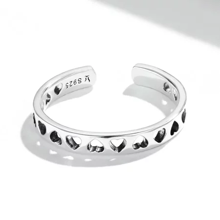 Pandora Style Openwork Heart Open Ring - SCR765