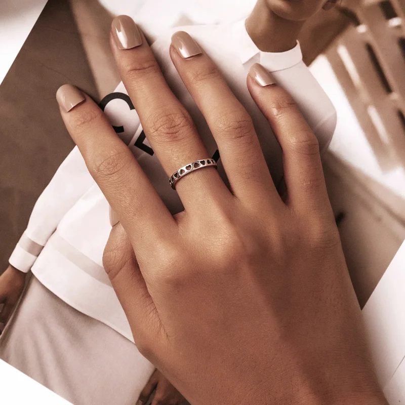 (image for) Pandora Style Openwork Heart Open Ring - SCR765 - View 5