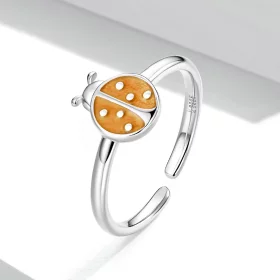 Pandora Style Orange Ladybug Open Ring - SCR774 Pandora Style Orange Ladybug Open Ring - SCR774