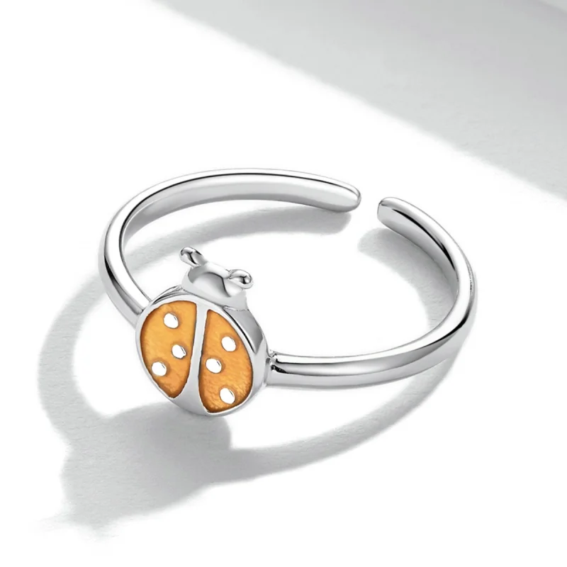 (image for) Pandora Style Orange Ladybug Open Ring - SCR774 - View 3