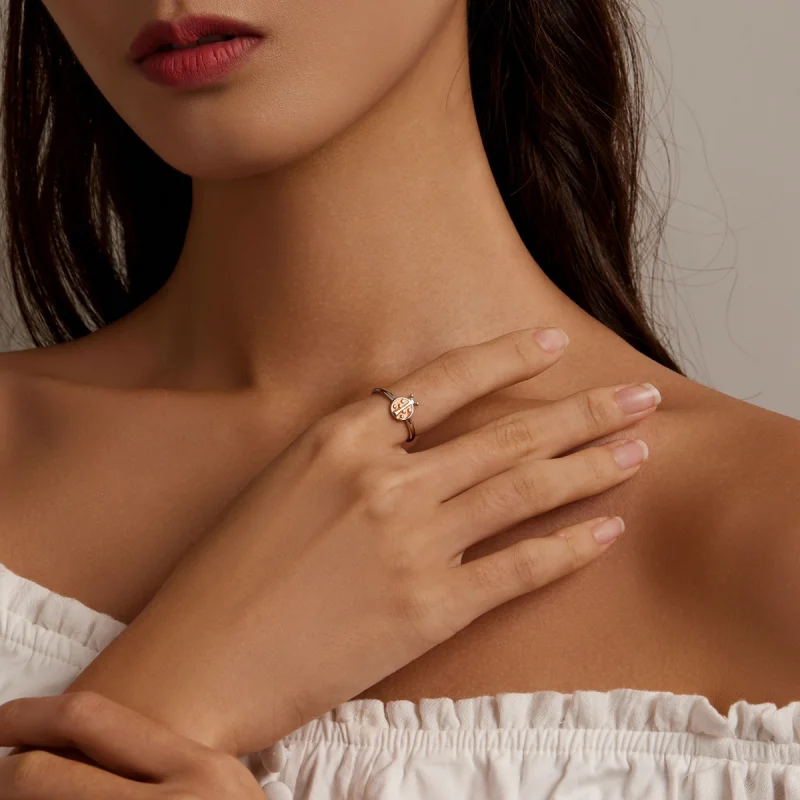 (image for) Pandora Style Orange Ladybug Open Ring - SCR774 - View 5