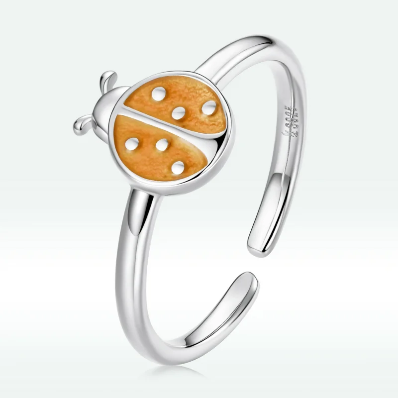 (image for) Pandora Style Orange Ladybug Open Ring - SCR774 - Product Image