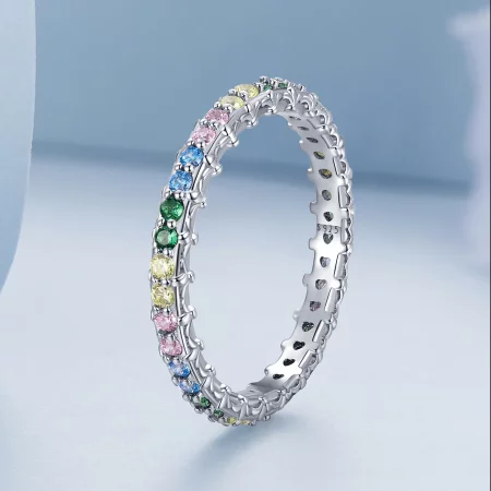 Pandora Style Pattern Color Zirconium Ring - BSR277-CF