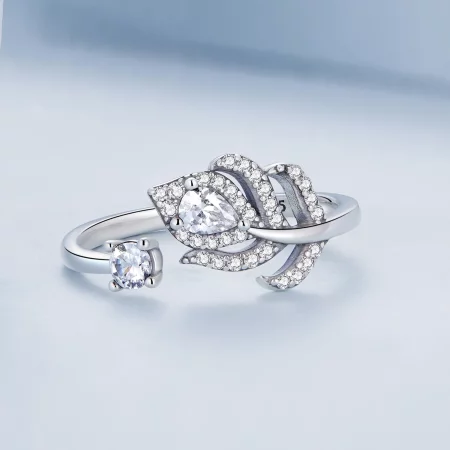 Pandora Style Peacock Feather Open Ring - BSR299