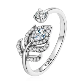 Pandora Style Peacock Feather Open Ring - BSR299 Pandora Style Peacock Feather Open Ring - BSR299