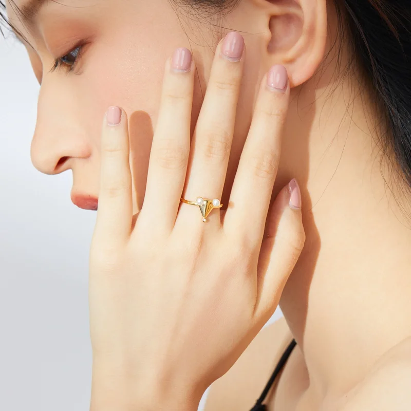 (image for) Pandora Style Pearl Mouse Open Ring - BSR103 - View 7