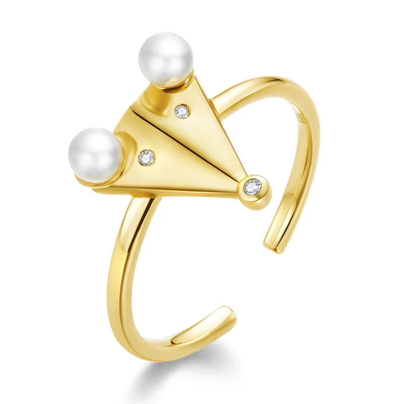 (image for) Pandora Style Pearl Mouse Open Ring - BSR103 - Product Image