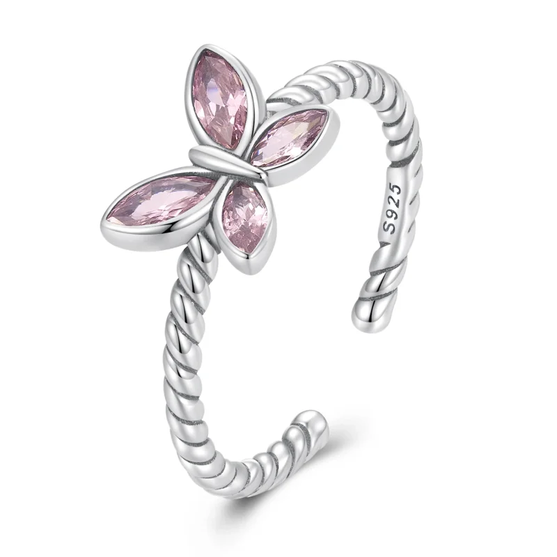 (image for) Pandora Style Pink Butterfly Twist Open Ring - SCR872 - Product Image