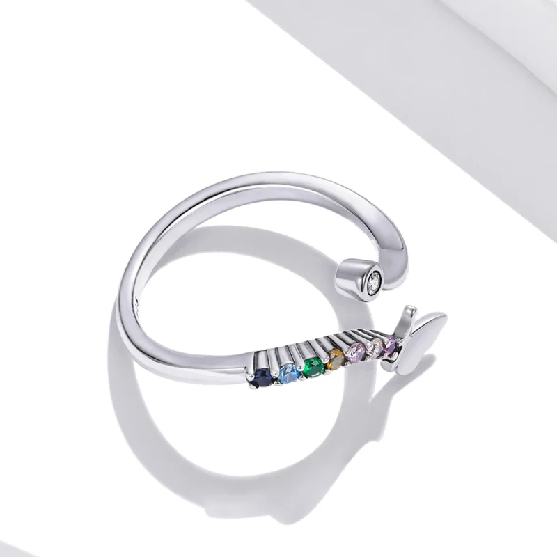 (image for) Pandora Style Rainbow Butterfly Open Ring - SCR730 - View 4