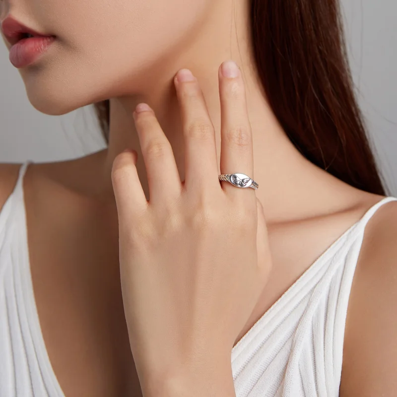 (image for) Pandora Style Retro Butterfly Open Ring - BSR200 - View 8