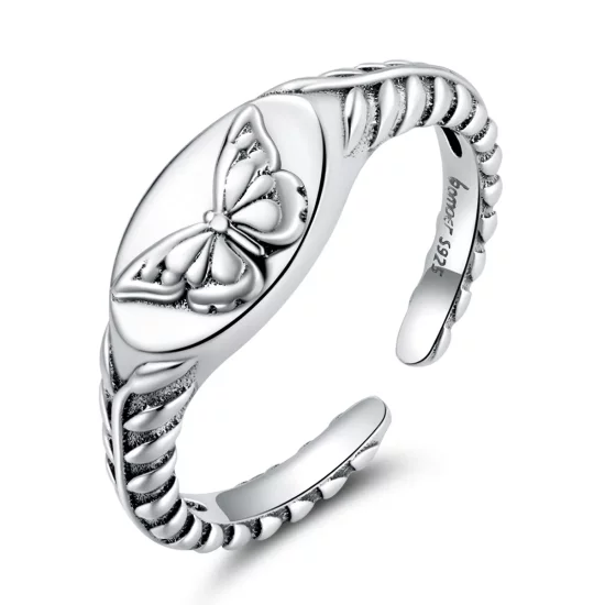 Pandora Style Retro Butterfly Open Ring - BSR200