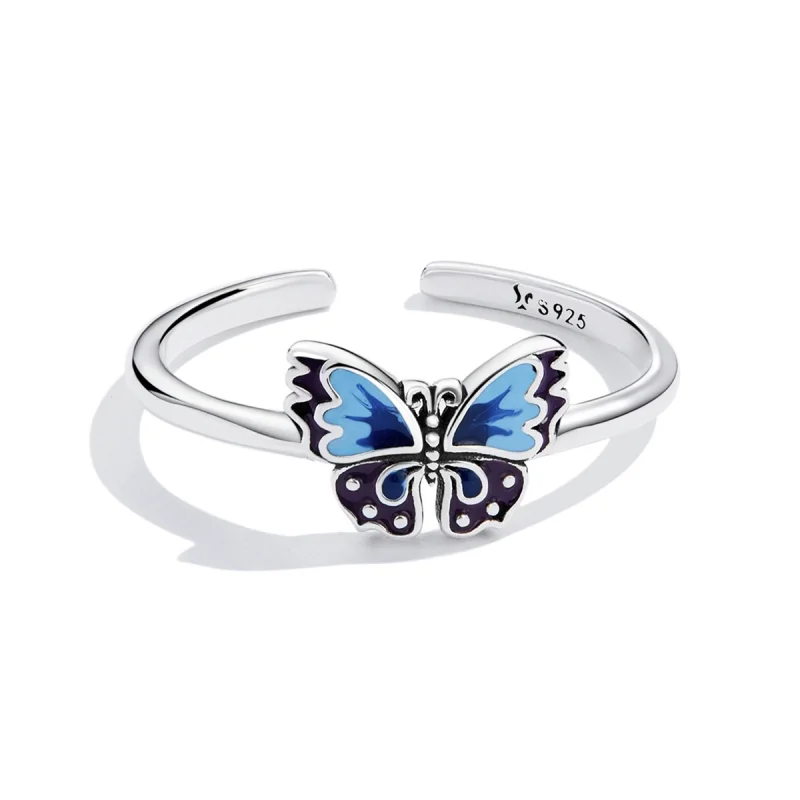 (image for) Pandora Style Retro Butterfly Open Ring - SCR802 - View 3