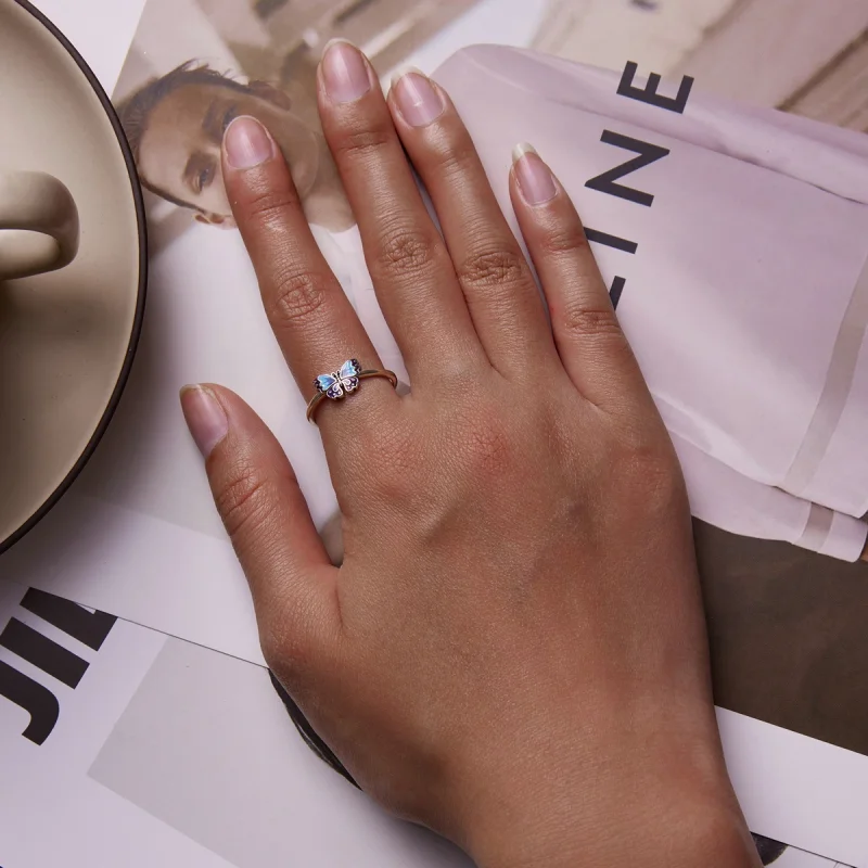 (image for) Pandora Style Retro Butterfly Open Ring - SCR802 - View 6