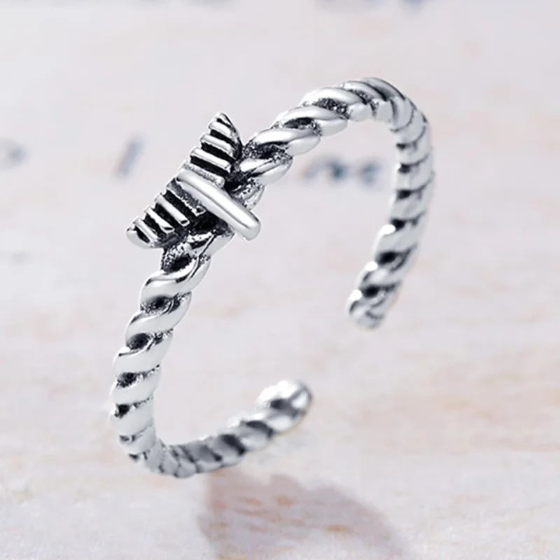 (image for) Pandora Style Retro Nostalgic Hemp Rope Open Ring - VSR064 - View 3