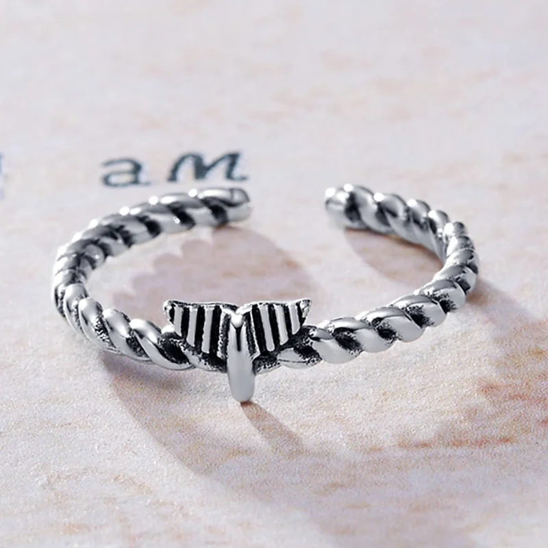 (image for) Pandora Style Retro Nostalgic Hemp Rope Open Ring - VSR064 - View 6