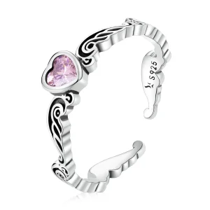 (image for) Pandora Style Retro Pattern - Heart Open Ring - SCR766