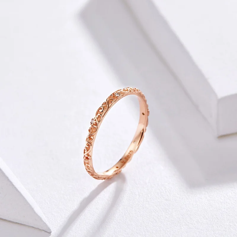 (image for) Pandora Style Rose Gold Retro Patterns Ring - SCR514 - View 2