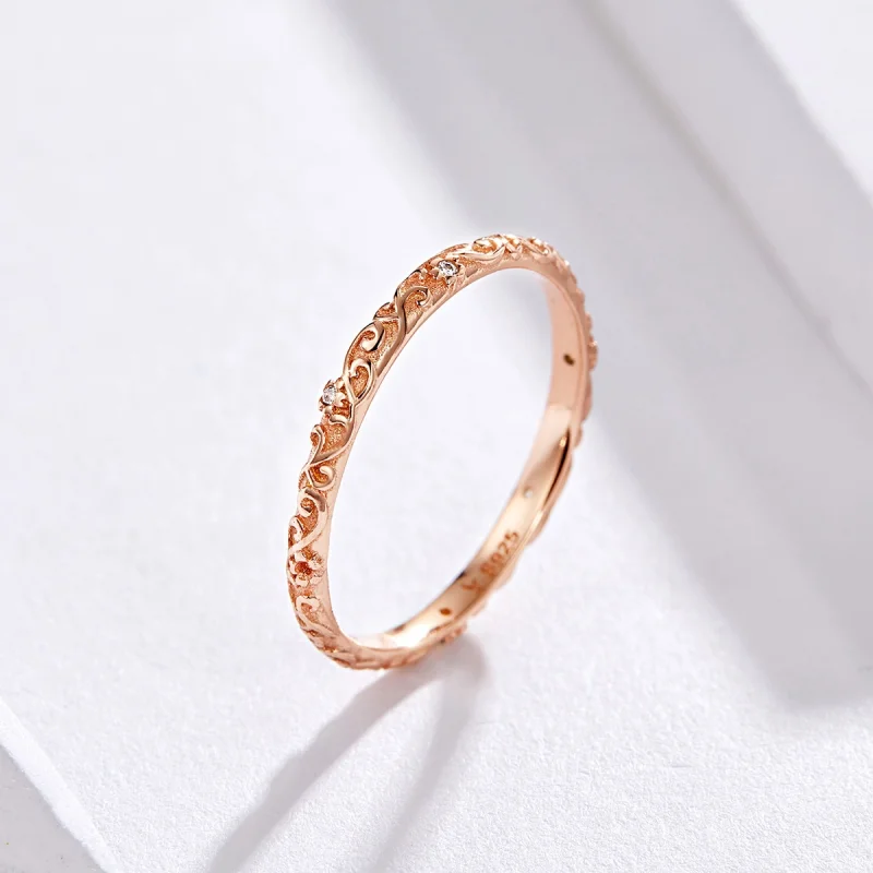 (image for) Pandora Style Rose Gold Retro Patterns Ring - SCR514 - View 3