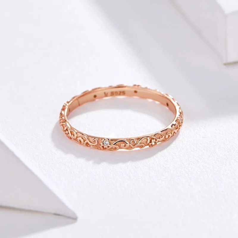 (image for) Pandora Style Rose Gold Retro Patterns Ring - SCR514 - View 5