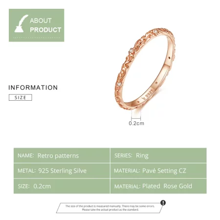 Pandora Style Rose Gold Retro Patterns Ring - SCR514