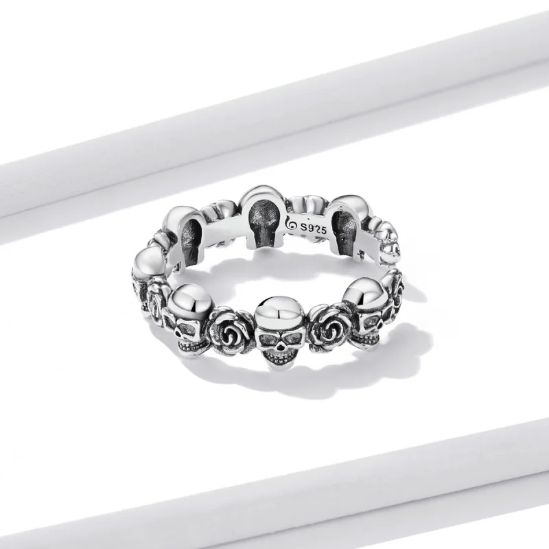 (image for) Pandora Style Rose Skull Open Ring - BSR218 - View 3