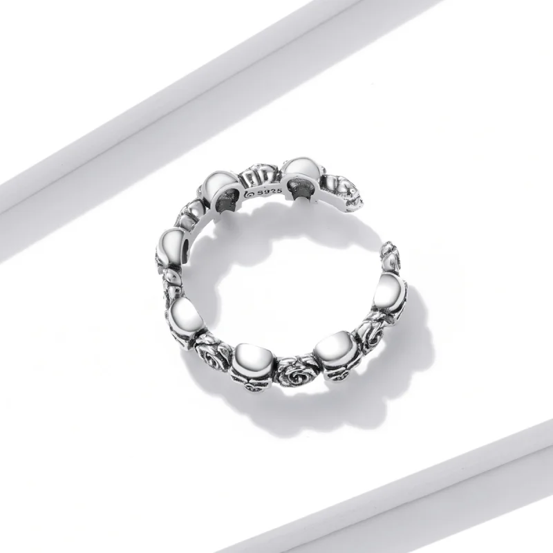 (image for) Pandora Style Rose Skull Open Ring - BSR218 - View 4