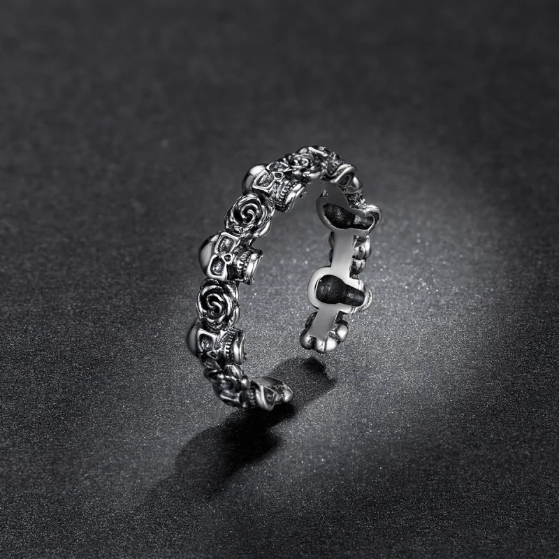 (image for) Pandora Style Rose Skull Open Ring - BSR218 - View 5