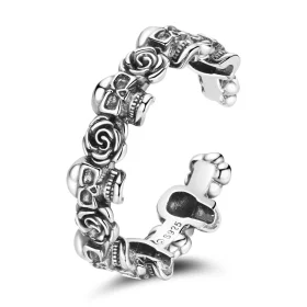 Pandora Style Rose Skull Open Ring - BSR218 Pandora Style Rose Skull Open Ring - BSR218